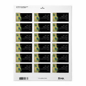 Modern Peacock Feathers Faux Jewel Scroll Swirl Etiket (Full Sheet)