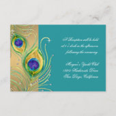 Modern Peacock Feathers Faux Jewel Scroll Swirl Informatiekaartje (Achterkant)