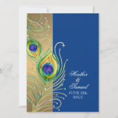 Modern Peacock Feathers Faux Jewel Scroll Swirl Kaart (Achterkant)