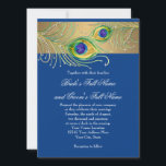 Modern Peacock Feathers Faux Jewel Scroll Swirl Kaart<br><div class="desc">OPMERKING: Dit is een plat bedrukt afbeelding, er zijn geen lagen, juwelen of metaalinkten gebruikt - maar het is een zeer realistische grafische weergave. KLEUR PALET: royal cobalt saffier blauw, goud geborsteld metal look, tan, smaragdgroen, limoen, aqua, koningsblauw, en paarse DESIGN COLLECTIE: Deze elegant gedraaide pauwenveren werden met de hand...</div>