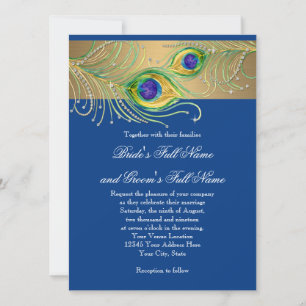 Modern Peacock Feathers Faux Jewel Scroll Swirl Kaart