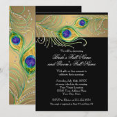 Modern Peacock Feathers Faux Jewel Scroll Swirl Kaart (Voorkant / Achterkant)