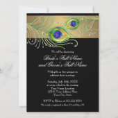 Modern Peacock Feathers Faux Jewel Scroll Swirl Kaart (Voorkant)