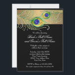 Modern Peacock Feathers Faux Jewel Scroll Swirl Kaart<br><div class="desc">OPMERKING: dit is een vlak gedrukt afbeelding, er zijn geen lagen, juwelen of metalen inkten gebruikt - maar het is een zeer realistische grafische weergave. COLOR PALETTE: zwart, gouden geborsteld metaal, bruin, smaragdgroen, limoen, aqua, koninklijk blauw, en paars ONTWERP COLLECTIE: Dit is een volledig ensemble van producten voor bruiloften, vrijgezellenfeesten,...</div>