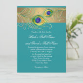 Modern Peacock Feathers Faux Jewel Scroll Swirl Kaart (Staand voorkant)