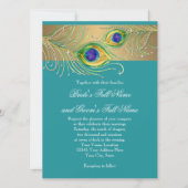 Modern Peacock Feathers Faux Jewel Scroll Swirl Kaart (Voorkant)