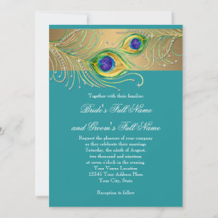 Modern Peacock Feathers Faux Jewel Scroll Swirl Kaart