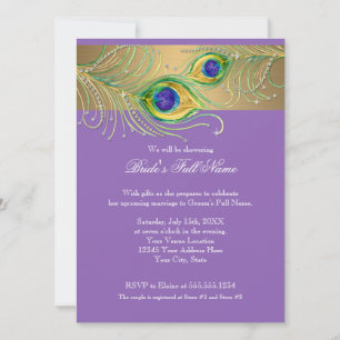 Modern Peacock Feathers Faux Jewel Scroll Swirl Kaart