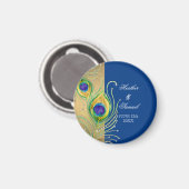 Modern Peacock Feathers Faux Jewel Scroll Swirl Magneet (Voorkant / Achterkant)