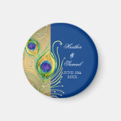 Modern Peacock Feathers Faux Jewel Scroll Swirl Magneet (Voorkant)