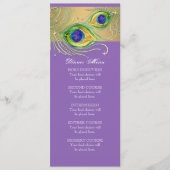 Modern Peacock Feathers Faux Jewel Scroll Swirl Menu (Voorkant)