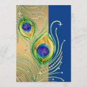 Modern Peacock Feathers Faux Jewel Scroll Swirl Menu (Achterkant)