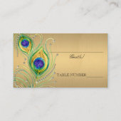Modern Peacock Feathers Faux Jewel Scroll Swirl Plaatskaartje (Achterkant)