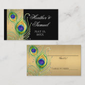 Modern Peacock Feathers Faux Jewel Scroll Swirl Plaatskaartje (Voorkant / Achterkant)
