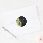 Modern Peacock Feathers Faux Jewel Scroll Swirl Ronde Sticker (Envelop)