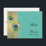 Modern Peacock Feathers Faux Jewel Scroll Swirl RSVP Kaartje<br><div class="desc">OPMERKING: Dit is een plat bedrukt afbeelding, er zijn geen lagen, juwelen of metaalinkten gebruikt - maar het is een zeer realistische grafische weergave. KLEUR PALET: aqua blauwgroen blauw, goud geborsteld metaal look, tan, smaragdgroen, limoen, aqua, koningsblauw, en paarse DESIGN COLLECTIE: Dit is een compleet ensemble van producten voor bruiloften,...</div>