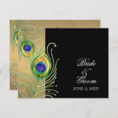 Modern Peacock Feathers Faux Jewel Scroll Swirl RSVP Kaartje (Voorkant / Achterkant)
