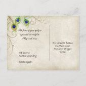 Modern Peacock Feathers Faux Jewel Scroll Swirl Uitnodiging Briefkaart (Achterkant)