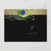 Modern Peacock Feathers Faux Jewel Scroll Swirl Uitnodiging Briefkaart (Voorkant)