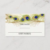 Modern Peacock Feathers Faux Ribbon Damask Swirl Plaatskaartje (Achterkant)