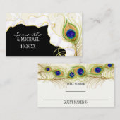 Modern Peacock Feathers Faux Ribbon Damask Swirl Plaatskaartje (Voorkant / Achterkant)