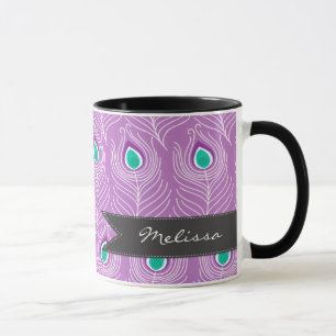 Modern Peacock Feathers Trendy and Personalized Mok