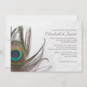 Modern Peacock Feathers Wedding Invitations Kaart (Voorkant)