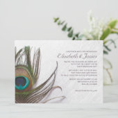 Modern Peacock Feathers Wedding Invitations Kaart (Staand voorkant)