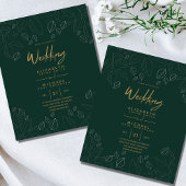 Modern Peacock Green Gold Foil budget Weddenschap