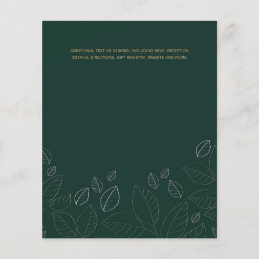 Modern Peacock Green Gold Foil budget Weddenschap (Achterkant)