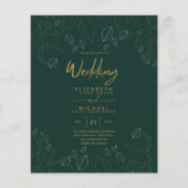 Modern Peacock Green Gold Foil budget Weddenschap (Voorkant)