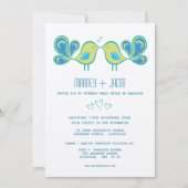 Modern Peacock Tortelduifjes Weddenschap Monogram Kaart (Voorkant)