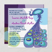 Modern Peacock Wedding Invitation Kaart (Voorkant / Achterkant)