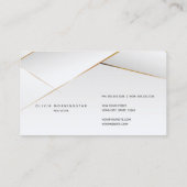 Modern Pearl White en Gold Geometric Visitekaartje (Achterkant)