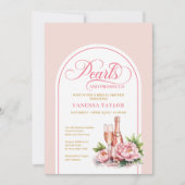 Modern Pearls and Prosecco Shower Invite Card Kaart (Voorkant)