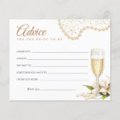 Modern Pearls & Prosecco Bridal Shower Advice Card (Voorkant)