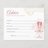 Modern Pearls & Prosecco Bridal Shower Advice Card (Voorkant)