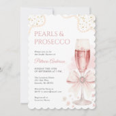Modern Pearls & Prosecco Bridal Shower Invitation Kaart (Voorkant)