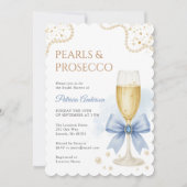 Modern Pearls & Prosecco Bridal Shower Invitation Kaart (Voorkant)