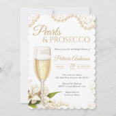 Modern Pearls & Prosecco Bridal Shower Invitation Kaart (Voorkant)