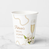 Modern Pearls & Prosecco Bridal Shower Paper cup Papieren Bekers (Achterkant)