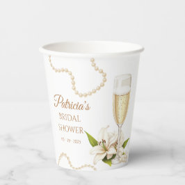 Modern Pearls & Prosecco Bridal Shower Paper cup Papieren Bekers