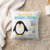 Modern Penguin Birth Announcement Nursery Pillow Kussen (Deken)