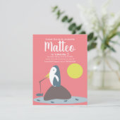 Modern Penguin Vist de dag van de geboorte Kaart (Staand voorkant)