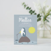 Modern Penguin Vist Nautical Ocean Birthday Kaart (Staand voorkant)