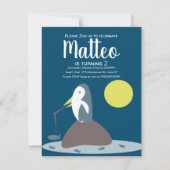 Modern Penguin Vist Nautical Ocean Birthday Kaart (Voorkant)