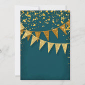 Modern Pennant Banner w Glitter Falling Confetti Kaart (Achterkant)