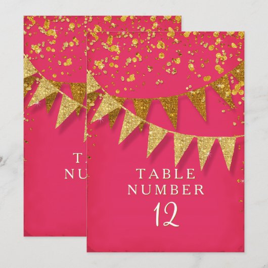 Modern Pennant Banner w Glitter Falling Confetti Kaart (Voorkant / Achterkant)