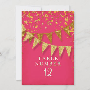 Modern Pennant Banner w Glitter Falling Confetti Kaart