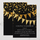 Modern Pennant Banner w Glitter Falling Confetti Kaart (Voorkant / Achterkant)